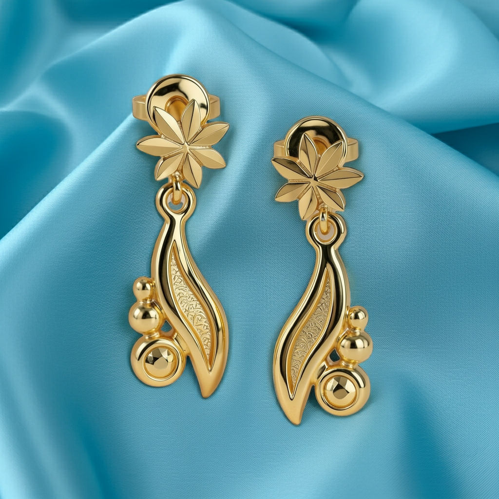 Gold Leaf Drop Earrings, Floral Statement Earrings, Lightweight Gold Dangle Earrings, Handmade Leaf Jewellery