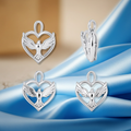 Holy Spirit Dove Heart Pendant – 35mm Polished Silver or Brass – Religious Charm, Christian Jewelry, 3D Relief Pendant