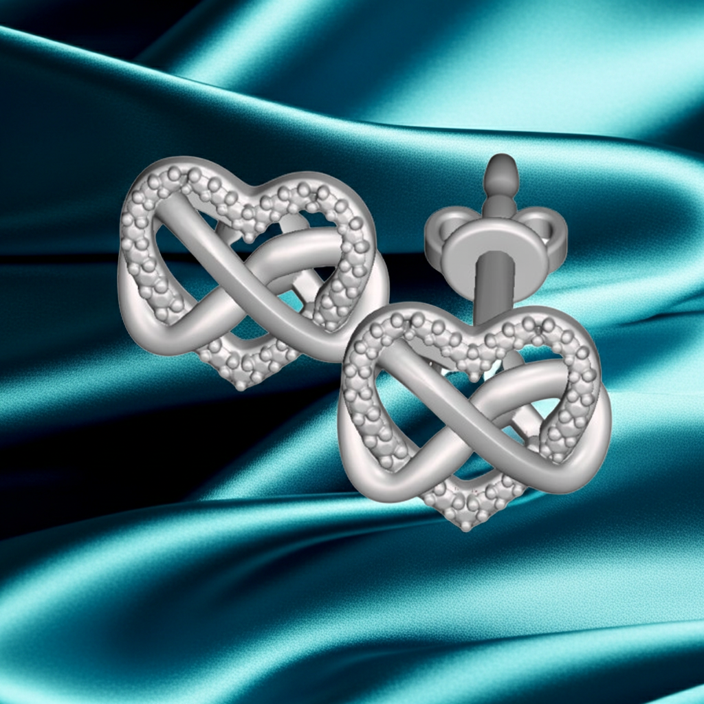 Intertwined Heart Stud Earrings | 20mm Heart Earrings in Silver or Polished Brass | Lightweight Modern Love Knot Studs