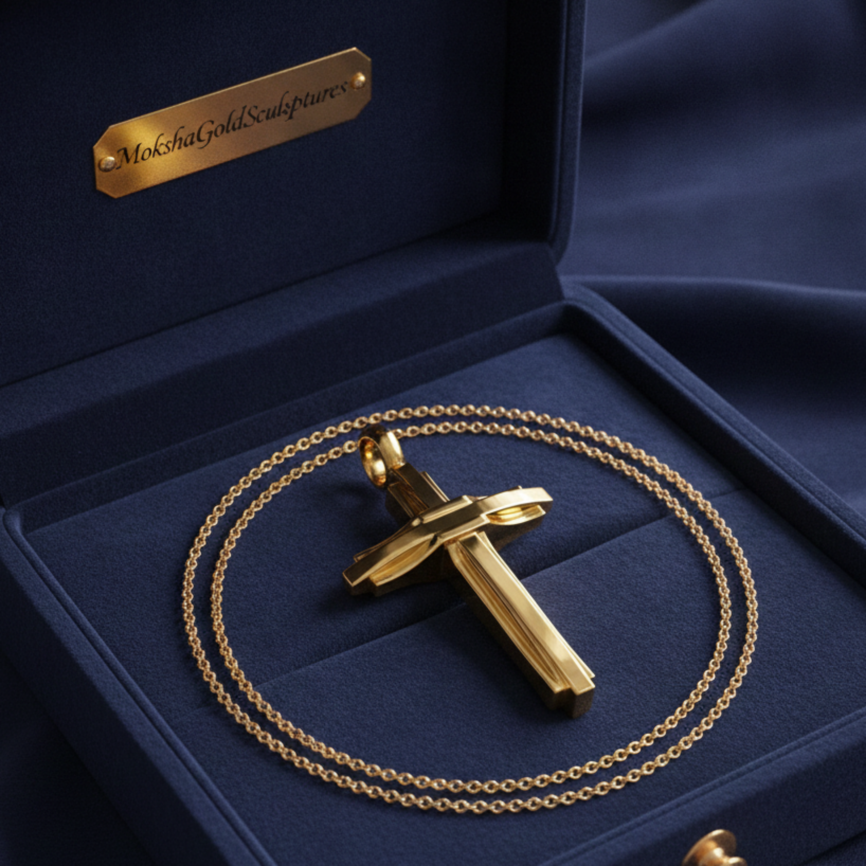 Modern Christian Cross Pendant Necklace | 18K Gold & Sterling Silver | Faith Jewellery Gift