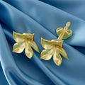 Gold Flower Stud Earrings Ethereal Purple Floral Earrings 20mm Botanical Statement Studs