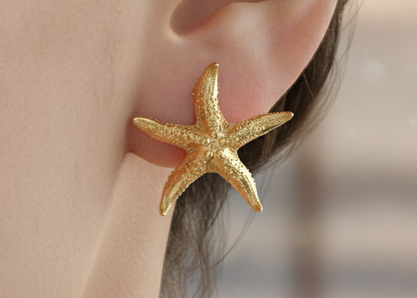 Starfish Stud Earrings | 9K Gold, Sterling Silver or Brass | Beach Jewelry | Ocean Inspired Earrings | Sea Star Studs | Coastal Gift for Her