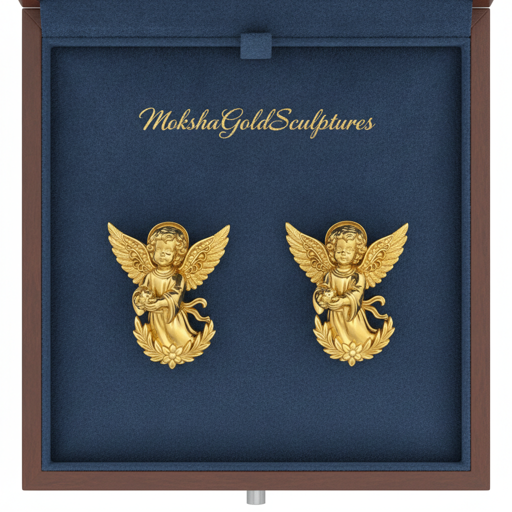 Angel Cherub Stud Earrings | 9K Gold, Sterling Silver or Brass | Handmade Angel Jewelry | Cherub Earrings | Artisan Religious Jewelry | Gift for Her