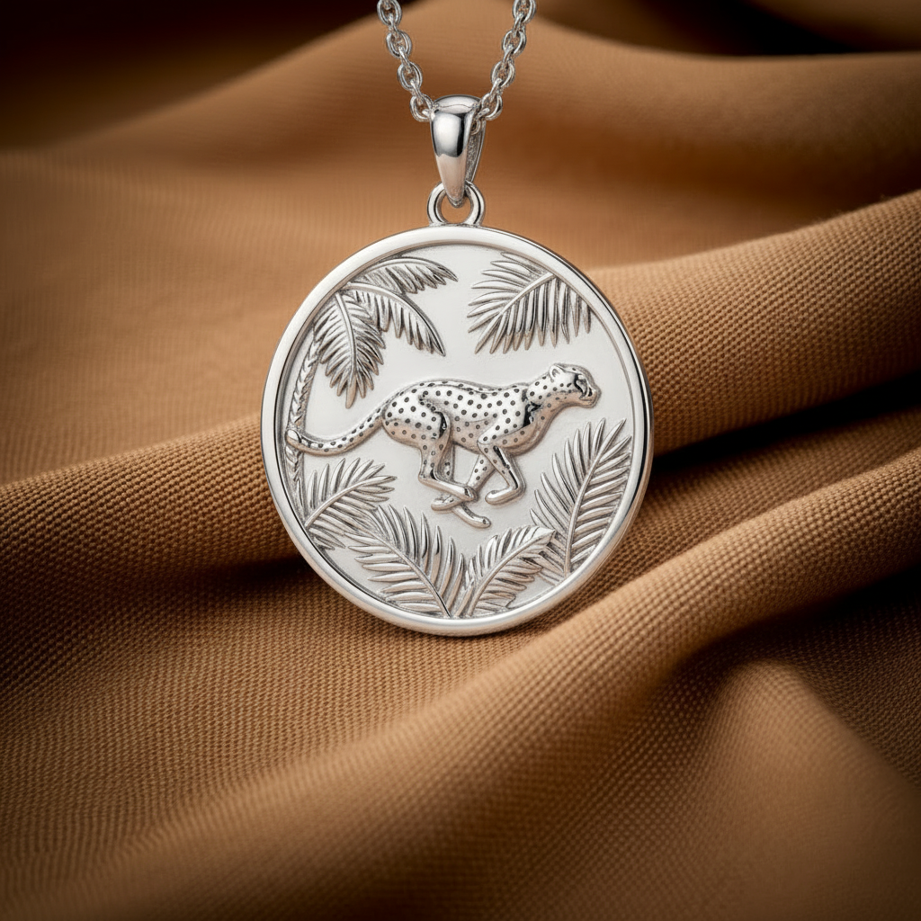 Attacking Cheetah Necklace Pendant  Fierce 3D Gold Animal Jewelry, Predator Wild Cat Inspired Desig