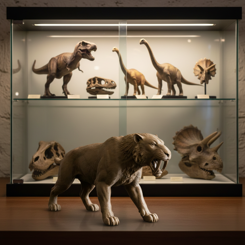 Smilodon Saber-Toothed Cat Model 3D Print | Ice Age Predator Figure | Desk Decor | Prehistoric Animal | PLA Nylon Resin | 160mm