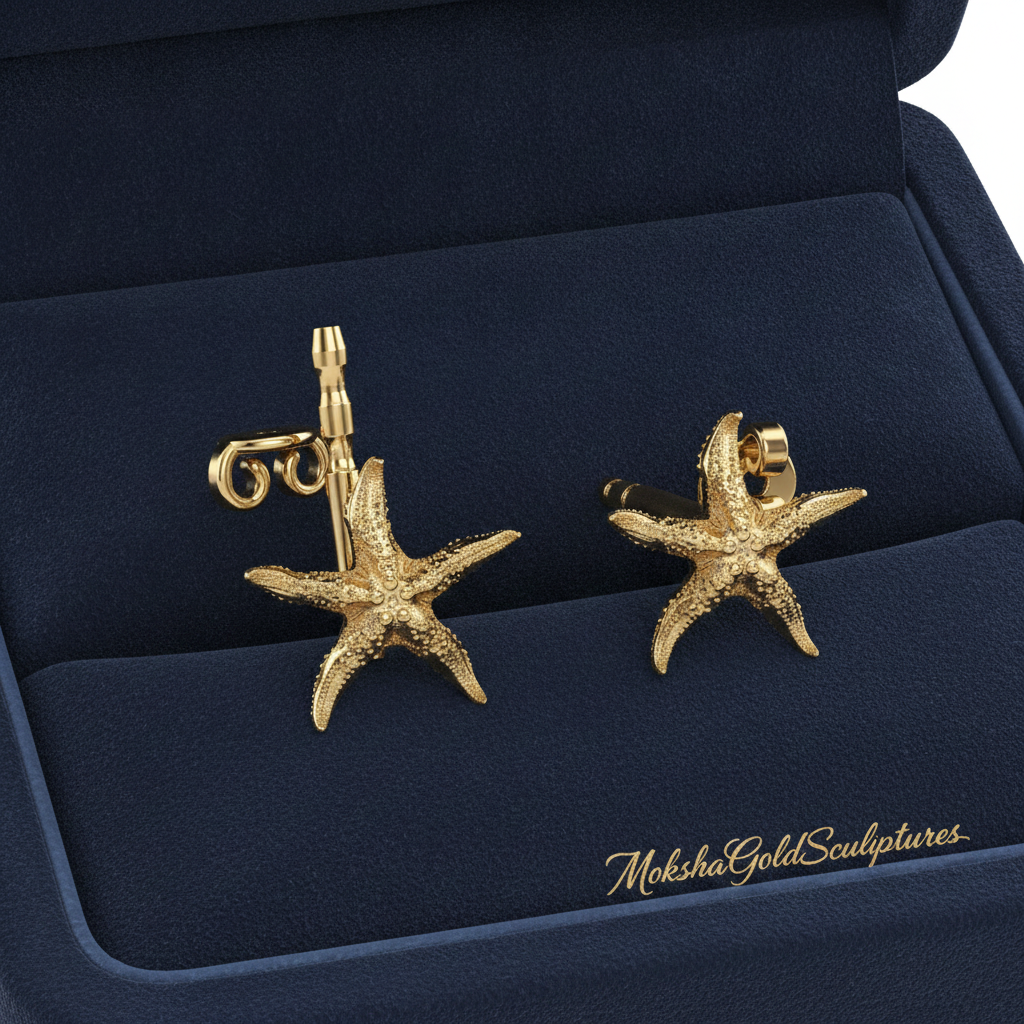 Starfish Stud Earrings | 9K Gold, Sterling Silver or Brass | Beach Jewelry | Ocean Inspired Earrings | Sea Star Studs | Coastal Gift for Her