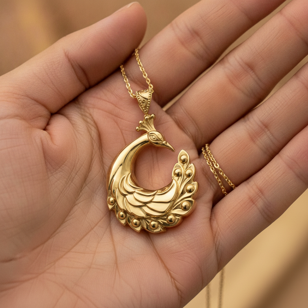 Peacock Pendant Necklace | 9K Gold, Sterling Silver 925 or Brass | Elegant Peacock Bird Charm | Art Deco Jewelry | Gift for Her