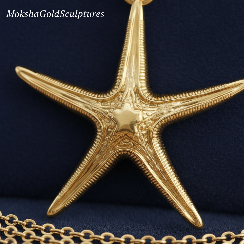 Royal Starfish Pendant Necklace | Astropecten articulatus Sea Star Jewelry | Handmade in 9K Gold, Sterling Silver or Polished Brass