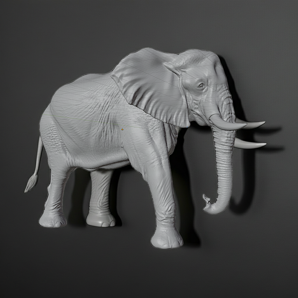 Elephant Wall Mount 3D Print | Wildlife Wall Decor | PLA Grey Sculpture | Large Animal Wall Art | 250mm Elephant Relief