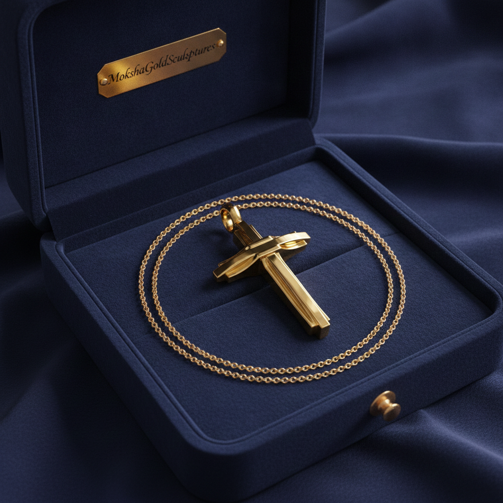 Modern Christian Cross Pendant Necklace | 18K Gold & Sterling Silver | Faith Jewellery Gift