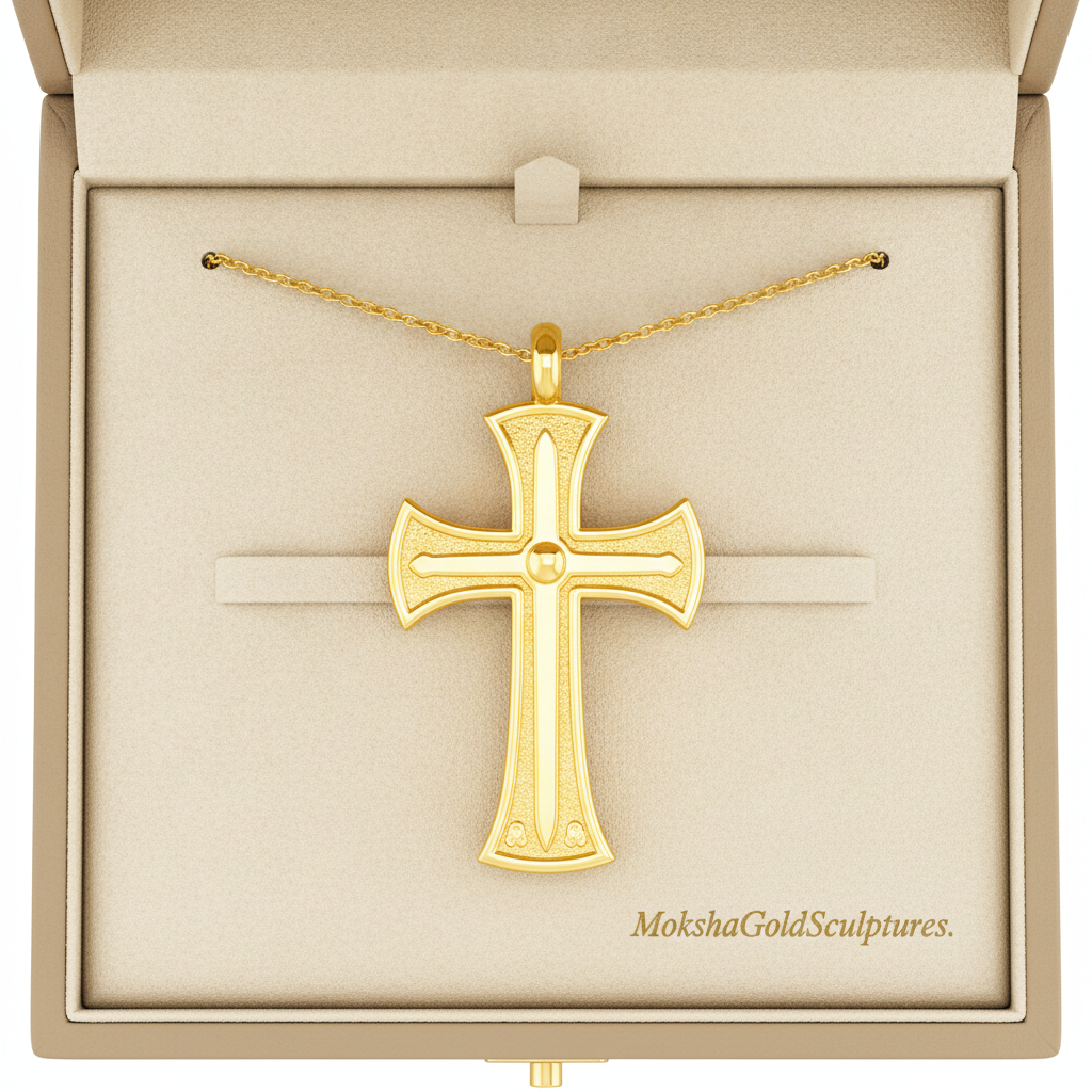 18K Gold Cross Pendant Necklace | Medieval Christian Cross | Faith Necklace | Religious Jewelry | Sacred Cross Pendant | Christian Gift
