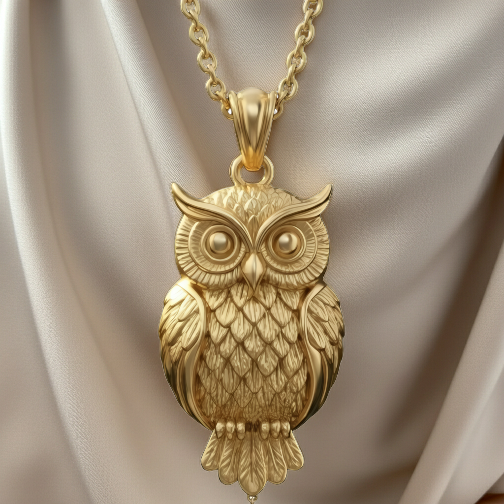 Owl Pendant Necklace | Gold, Silver & Brass | Minimalist Owl Charm Necklace