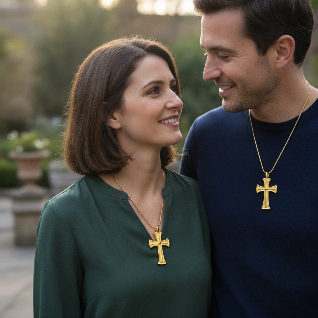 18K Gold Cross Pendant Necklace | Medieval Christian Cross | Faith Necklace | Religious Jewelry | Sacred Cross Pendant | Christian Gift