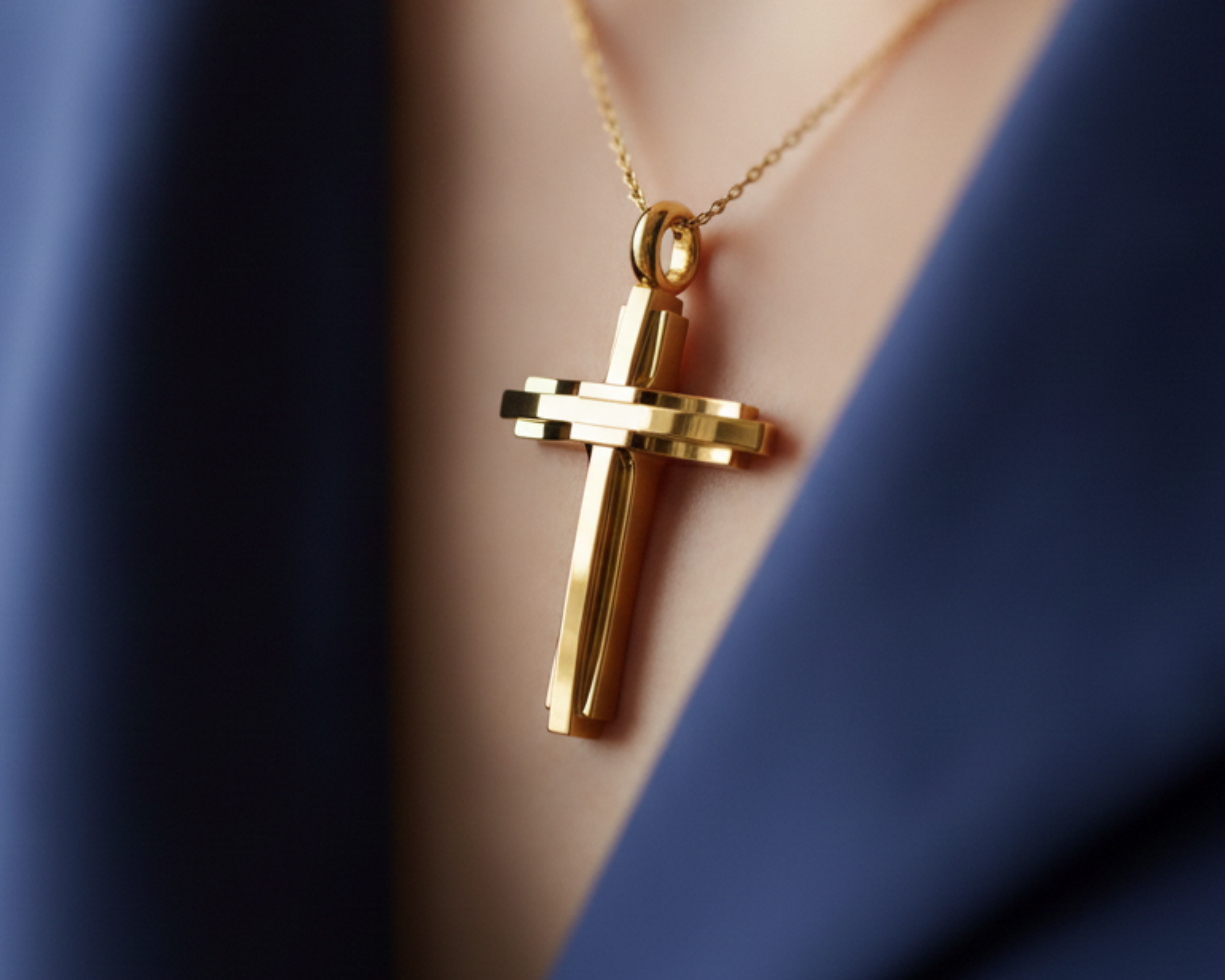 Modern Christian Cross Pendant Necklace | 18K Gold & Sterling Silver | Faith Jewellery Gift