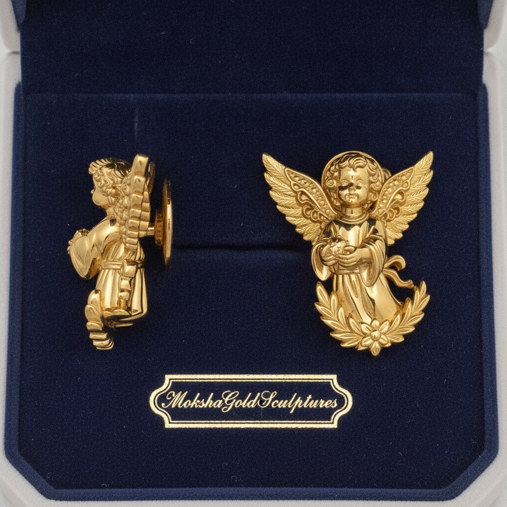 Angel Cherub Stud Earrings | 9K Gold, Sterling Silver or Brass | Handmade Angel Jewelry | Cherub Earrings | Artisan Religious Jewelry | Gift for Her