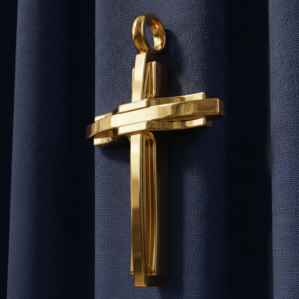Modern Christian Cross Pendant Necklace | 18K Gold & Sterling Silver | Faith Jewellery Gift