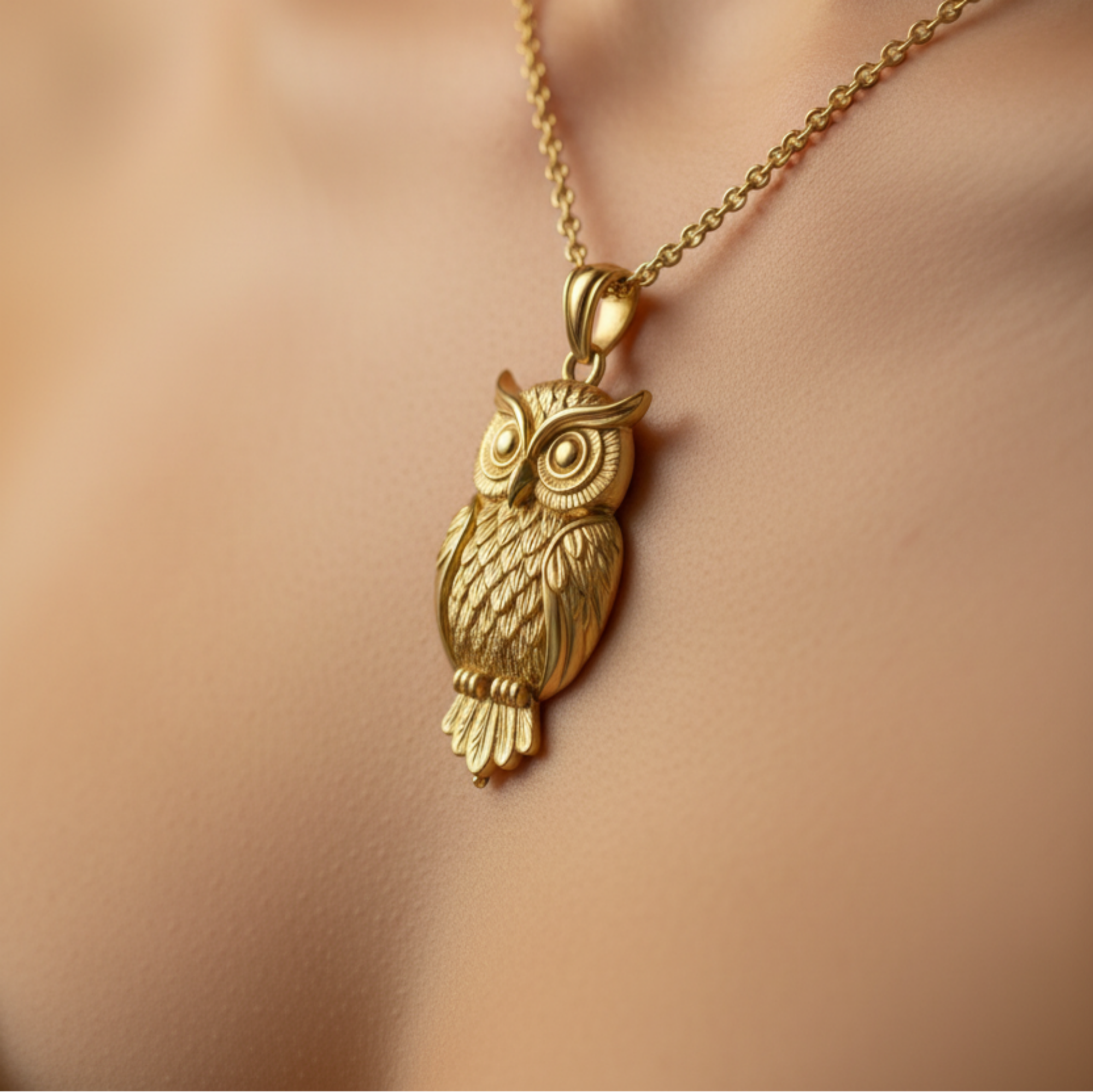 Owl Pendant Necklace | Gold, Silver & Brass | Minimalist Owl Charm Necklace