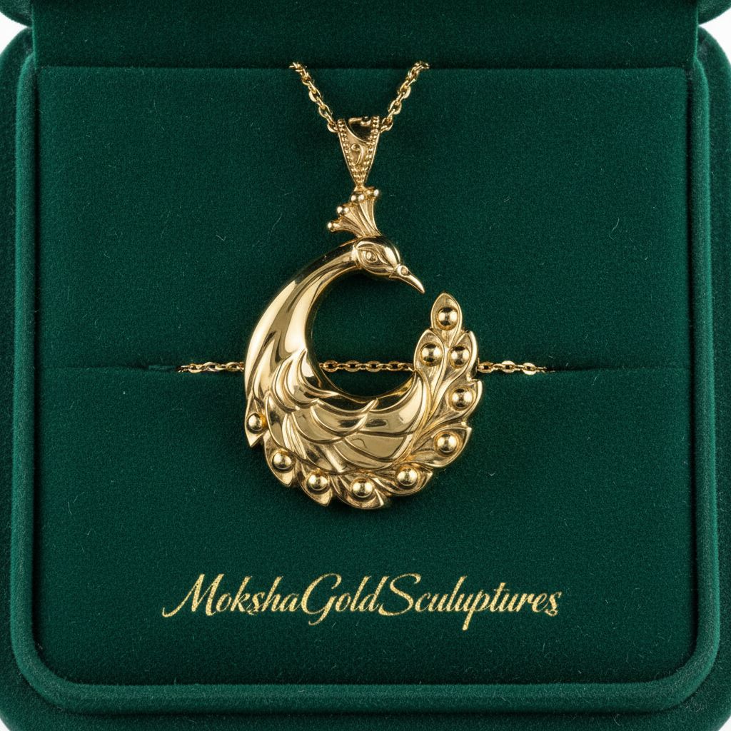 Peacock Pendant Necklace | 9K Gold, Sterling Silver 925 or Brass | Elegant Peacock Bird Charm | Art Deco Jewelry | Gift for Her