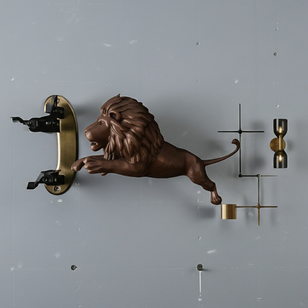 Lion Wall Sculpture 250mm | 3D Printed PLA Wall Art | Luxury Lion Decor | Modern Animal Wall Mount | Office & Living Room Statement Piece
