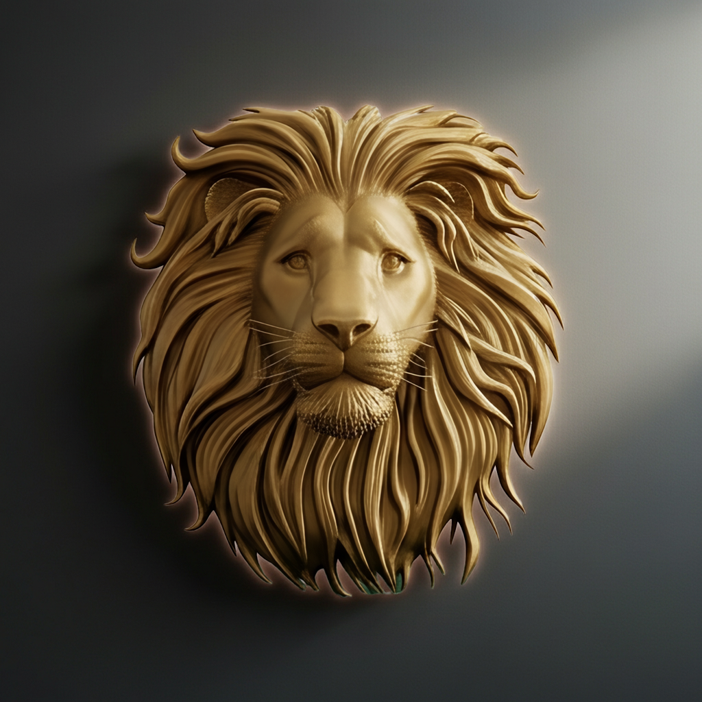 Lion Head Wall Mount PLA Sculpture 250mm | 3D Printed Lion Wall Art | Large Wall Decor | Handmade Animal Sculpture