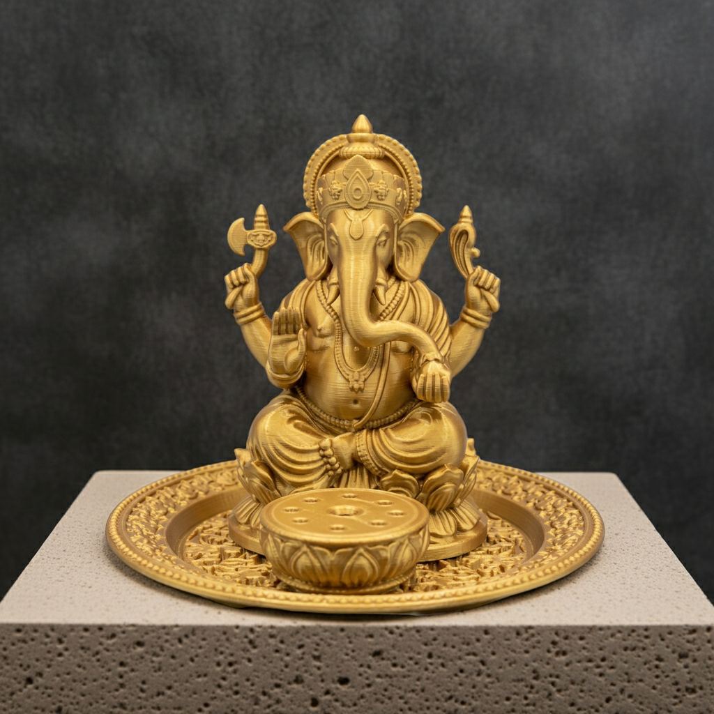 Ganesh Incense Holder Tray – PLA & Resin Decorative Statue with Incense Disk – Spiritual Home Décor – Meditation Altar Gift – Free UK Shipping