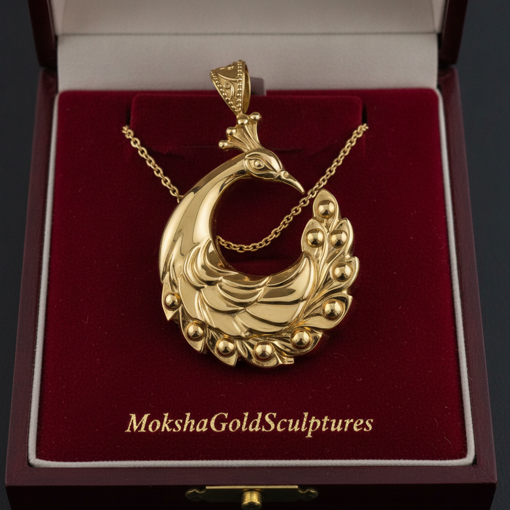 Peacock Pendant Necklace | 9K Gold, Sterling Silver 925 or Brass | Elegant Peacock Bird Charm | Art Deco Jewelry | Gift for Her