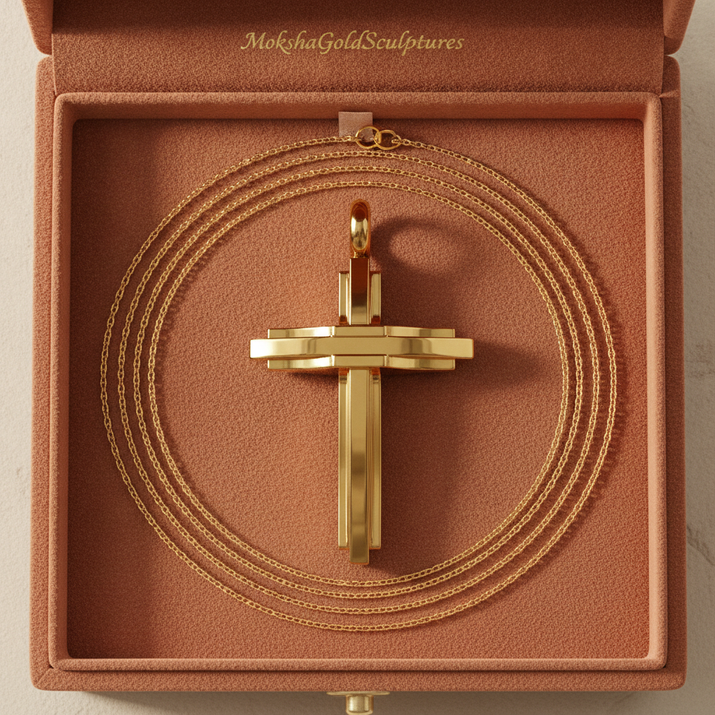 Modern Christian Cross Pendant Necklace | 18K Gold & Sterling Silver | Faith Jewellery Gift