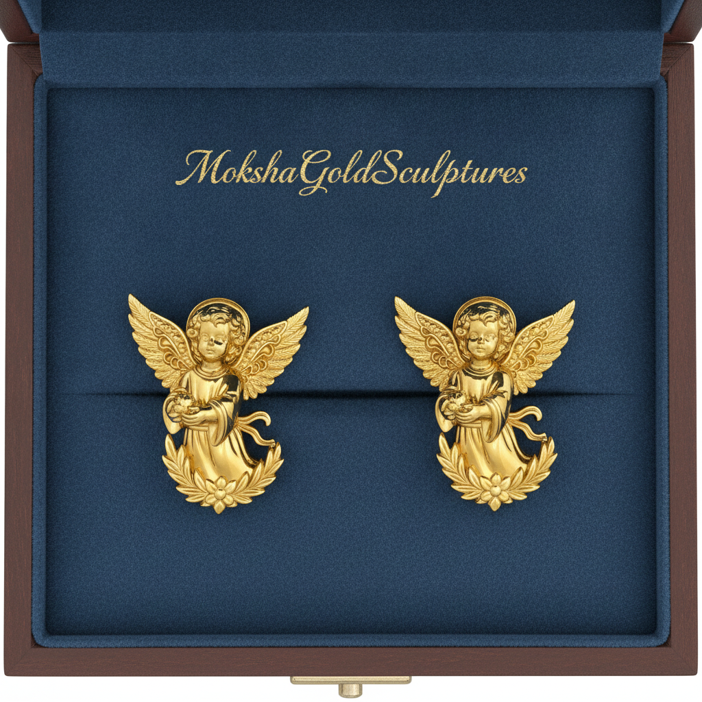 Angel Cherub Stud Earrings | 9K Gold, Sterling Silver or Brass | Handmade Angel Jewelry | Cherub Earrings | Artisan Religious Jewelry | Gift for Her