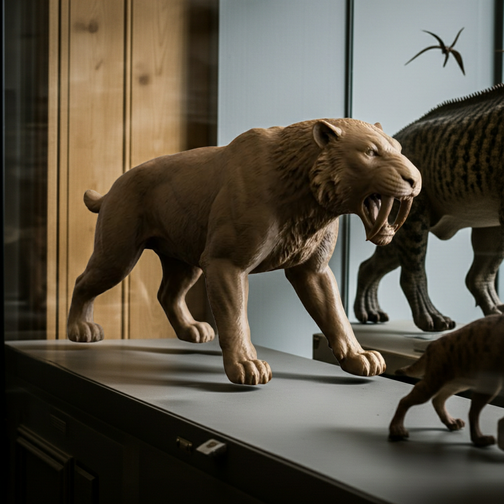 Smilodon Saber-Toothed Cat Model 3D Print | Ice Age Predator Figure | Desk Decor | Prehistoric Animal | PLA Nylon Resin | 160mm