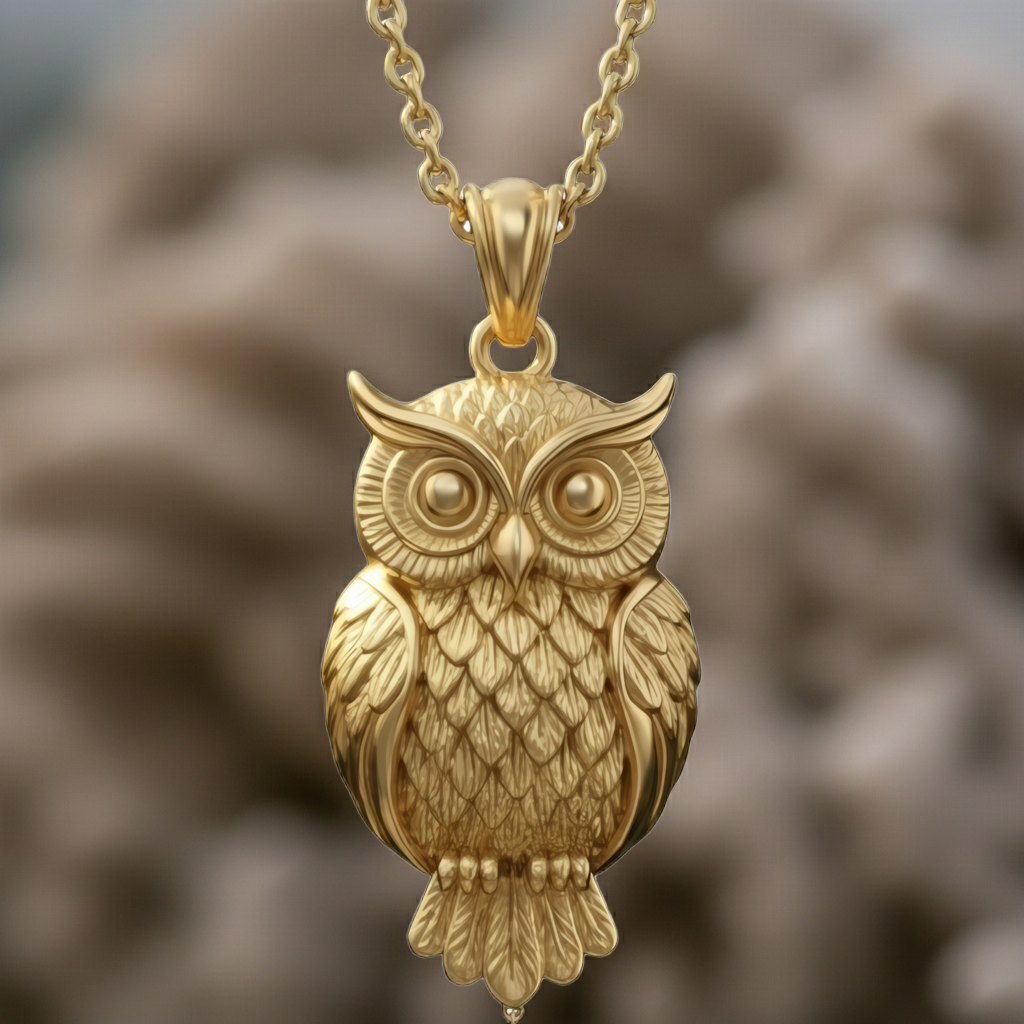 Owl Pendant Necklace | Gold, Silver & Brass | Minimalist Owl Charm Necklace