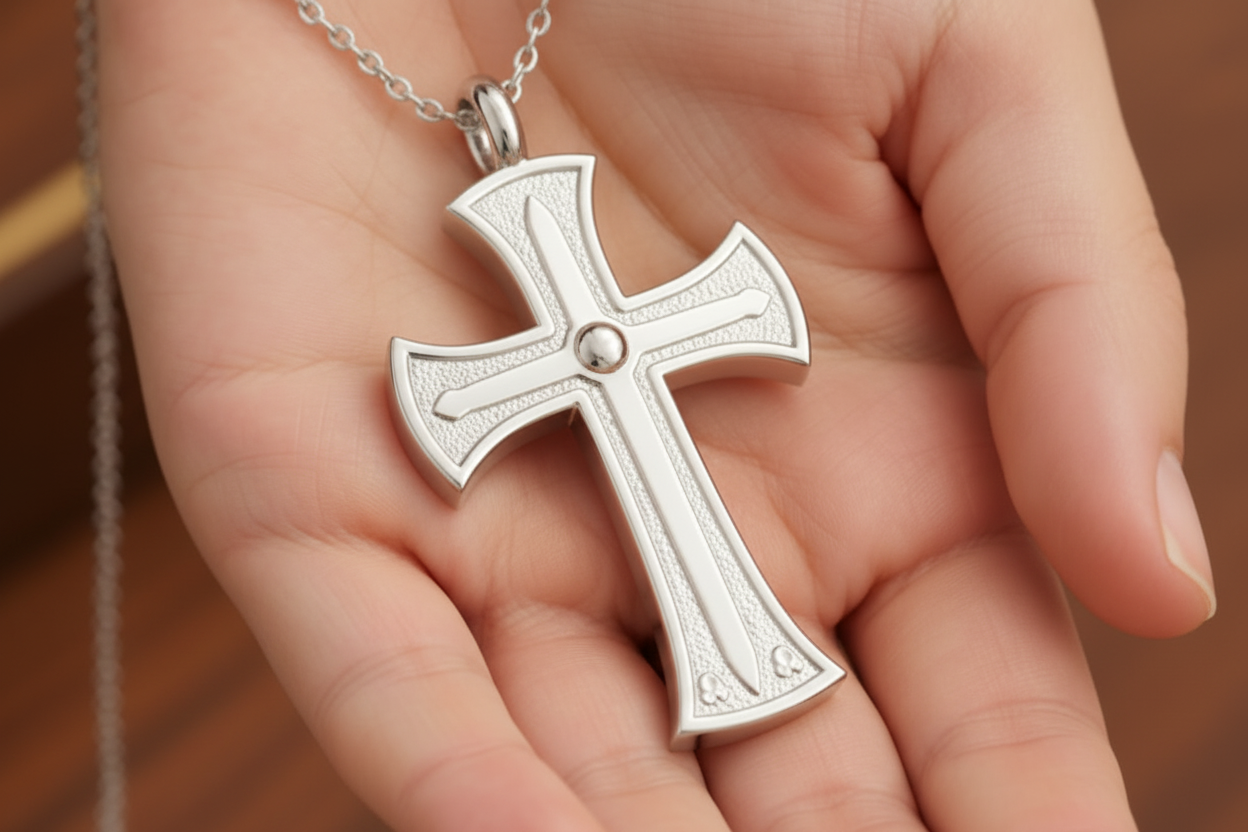 18K Gold Cross Pendant Necklace | Medieval Christian Cross | Faith Necklace | Religious Jewelry | Sacred Cross Pendant | Christian Gift