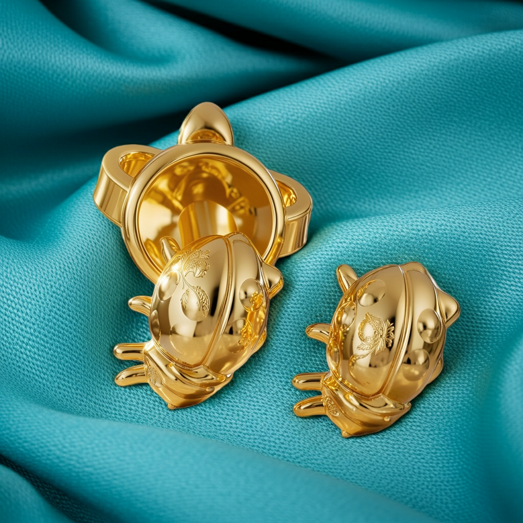 Ladybird Stud Earring – 8mm Miniature Nature-Inspired Stud in Gold