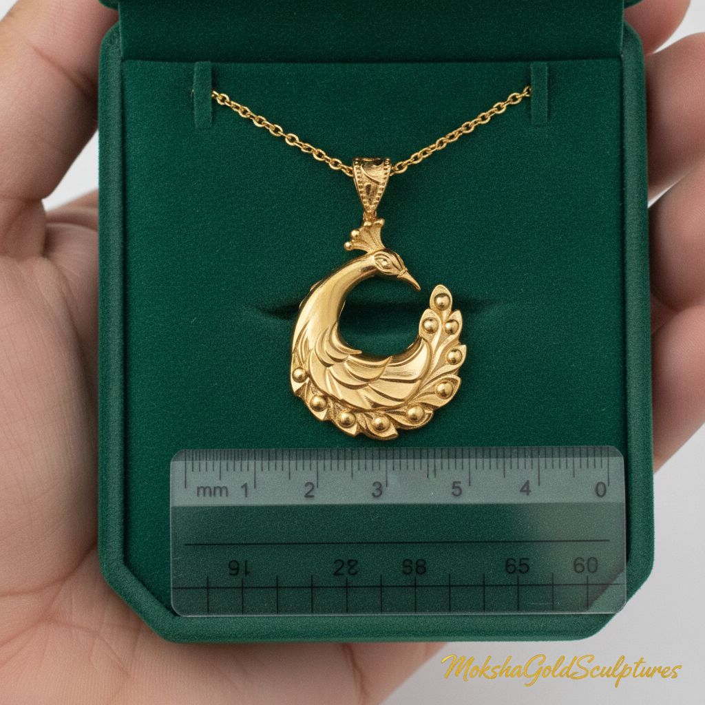 Peacock Pendant Necklace 25mm | 9K Solid Gold, Sterling Silver 925 or Polished Yellow Brass | Art Nouveau Peacock Necklace | Nature Inspired Bird Jewelry | Made to Order