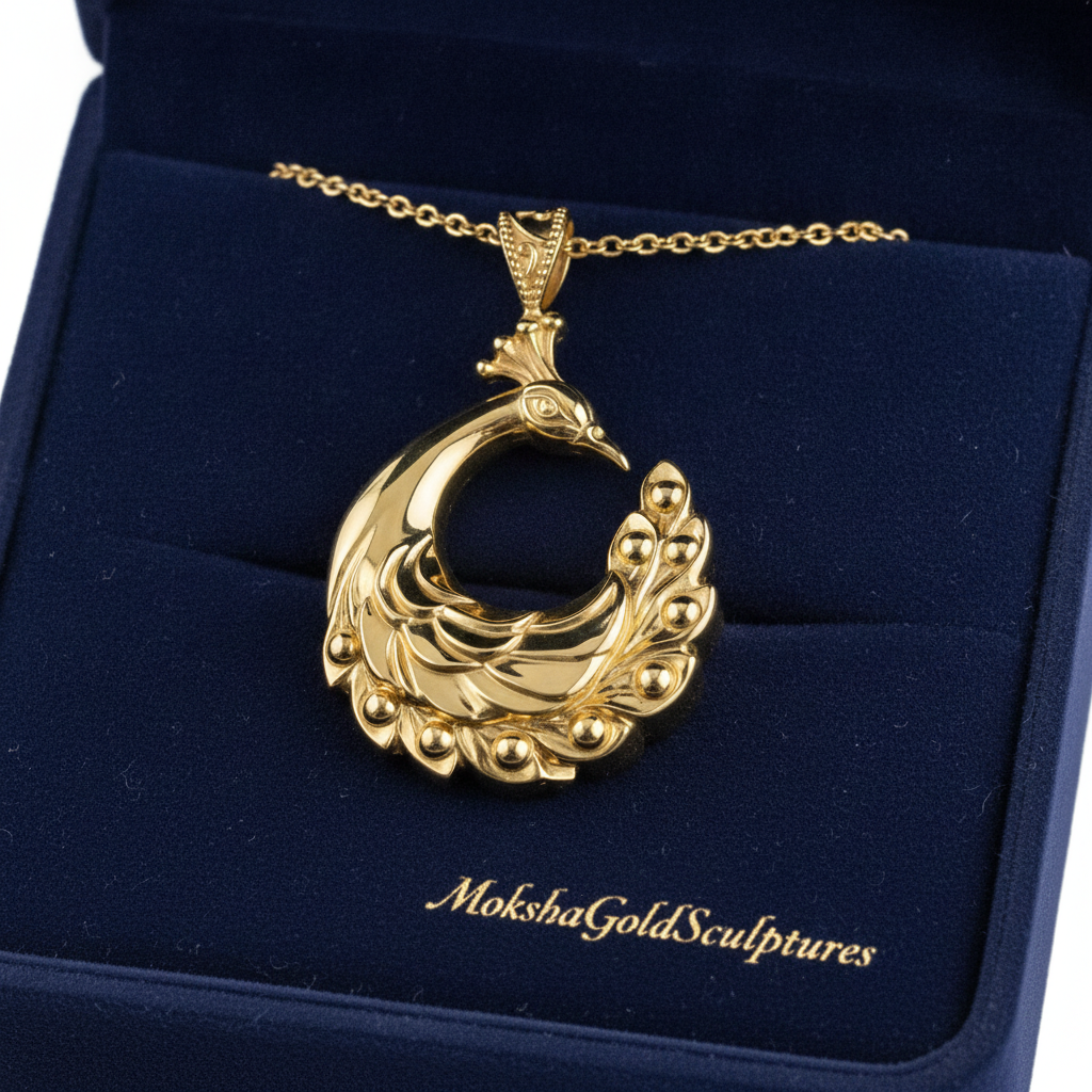 Peacock Pendant Necklace | 9K Gold, Sterling Silver 925 or Brass | Elegant Peacock Bird Charm | Art Deco Jewelry | Gift for Her
