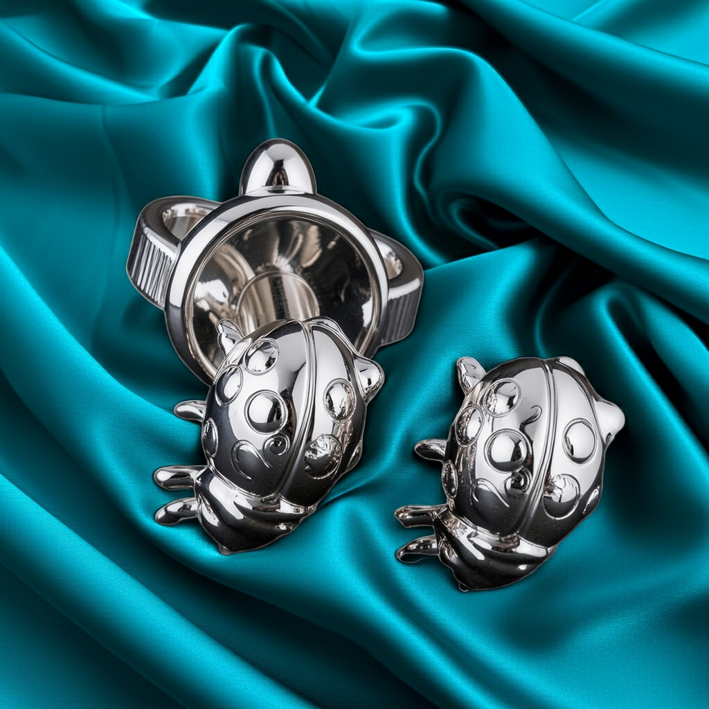 Ladybird Stud Earring – 8mm Miniature Nature-Inspired Stud in Polished Silver / Polished Brass