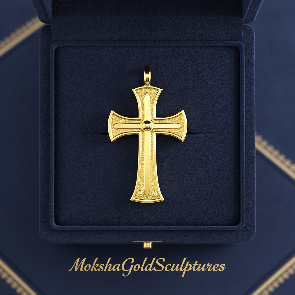 18K Gold Cross Pendant Necklace | Medieval Christian Cross | Faith Necklace | Religious Jewelry | Sacred Cross Pendant | Christian Gift