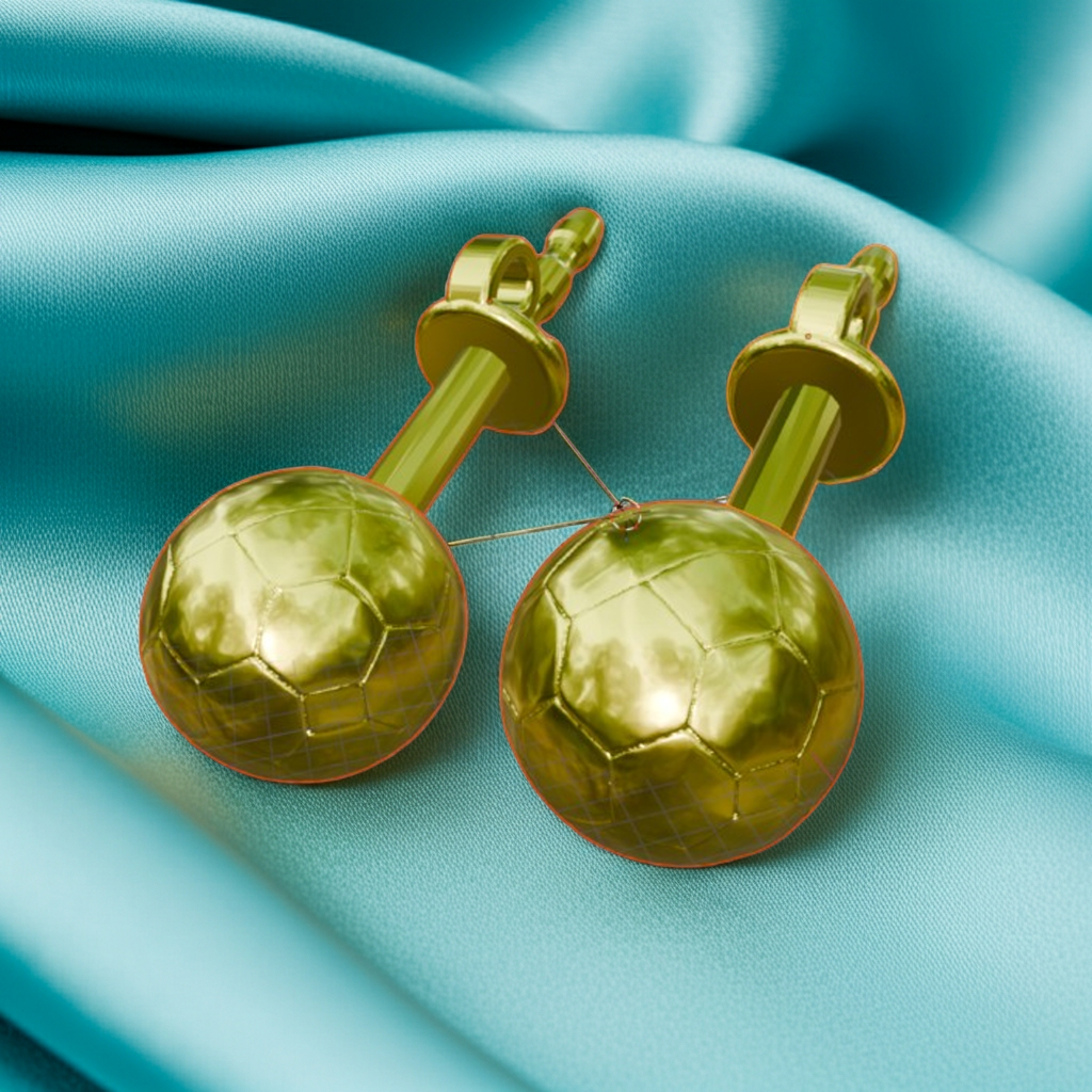 Football Stud Earrings – 10mm Soccer Ball Stud Earrings in Polished Gold