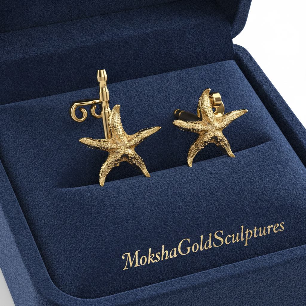 Starfish Stud Earrings | 9K Gold, Sterling Silver or Brass | Beach Jewelry | Ocean Inspired Earrings | Sea Star Studs | Coastal Gift for Her