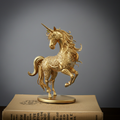 Golden Unicorn Statue 150mm | Small Fantasy Decor | 3D Printed Unicorn Figure | Mythical Gift | Desk Ornament | Home Decoration
