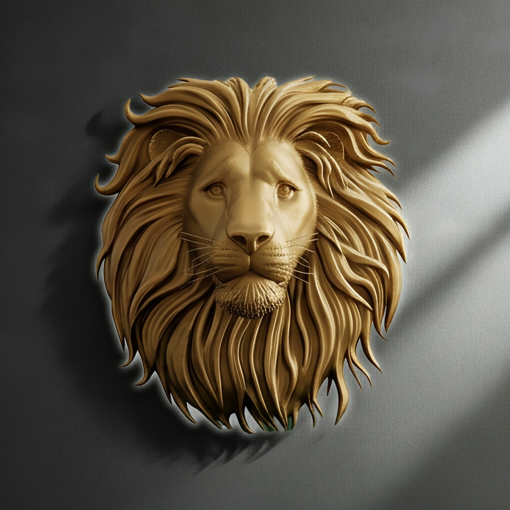 Lion Head Wall Mount PLA Sculpture 250mm | 3D Printed Lion Wall Art | Large Wall Decor | Handmade Animal Sculpture