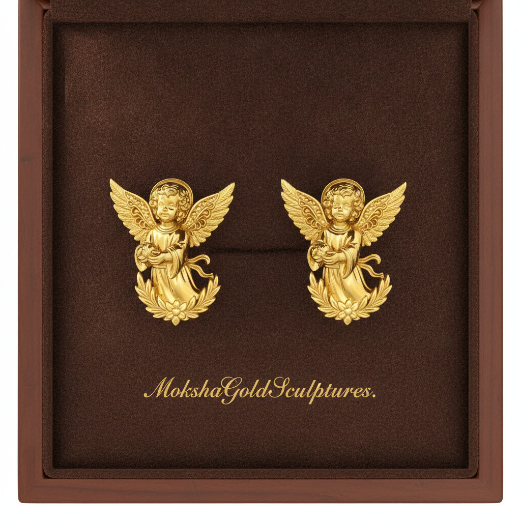 Angel Cherub Stud Earrings | 9K Gold, Sterling Silver or Brass | Handmade Angel Jewelry | Cherub Earrings | Artisan Religious Jewelry | Gift for Her