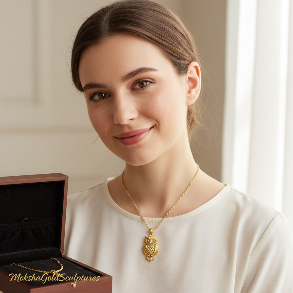 Owl Pendant Necklace | Gold, Silver & Brass | Minimalist Owl Charm Necklace