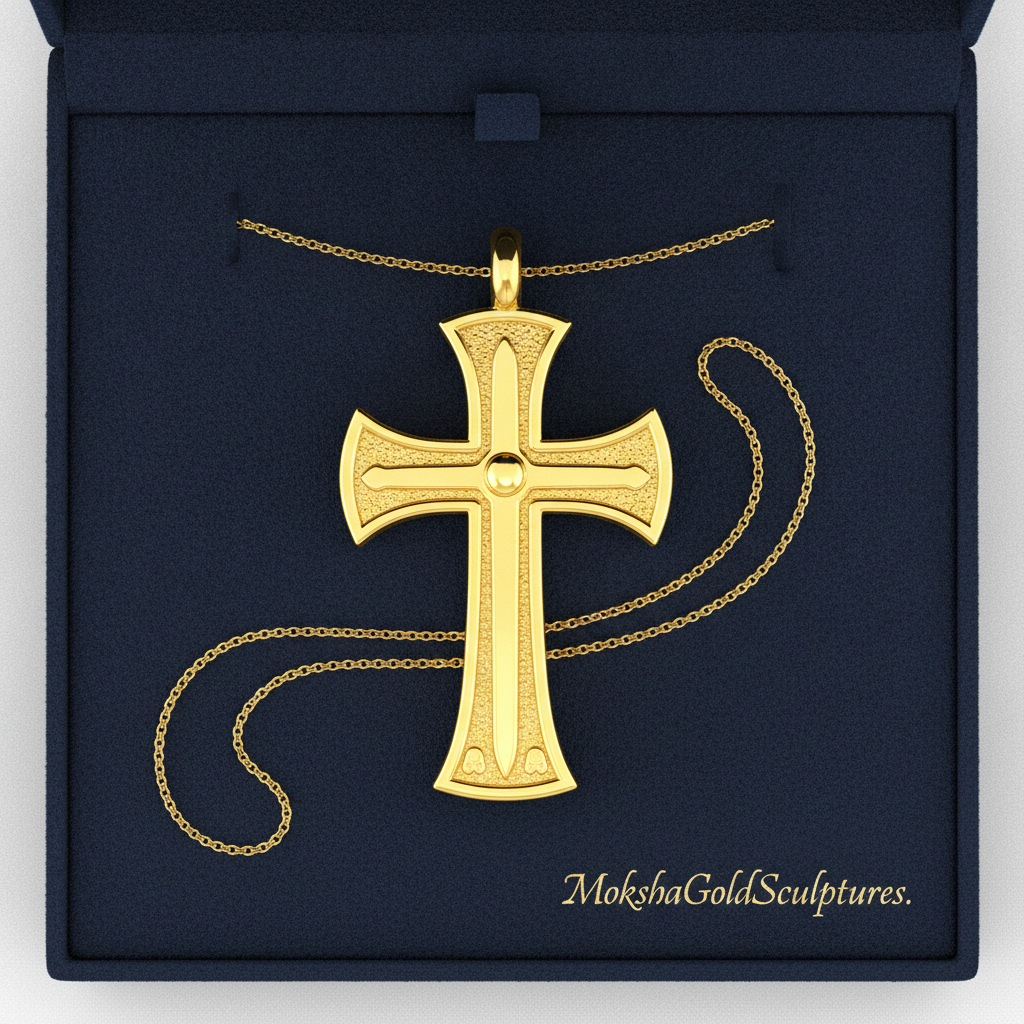 18K Gold Cross Pendant Necklace | Medieval Christian Cross | Faith Necklace | Religious Jewelry | Sacred Cross Pendant | Christian Gift