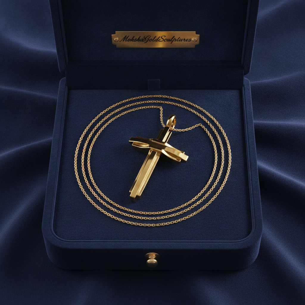 Modern Christian Cross Pendant Necklace | 18K Gold & Sterling Silver | Faith Jewellery Gift