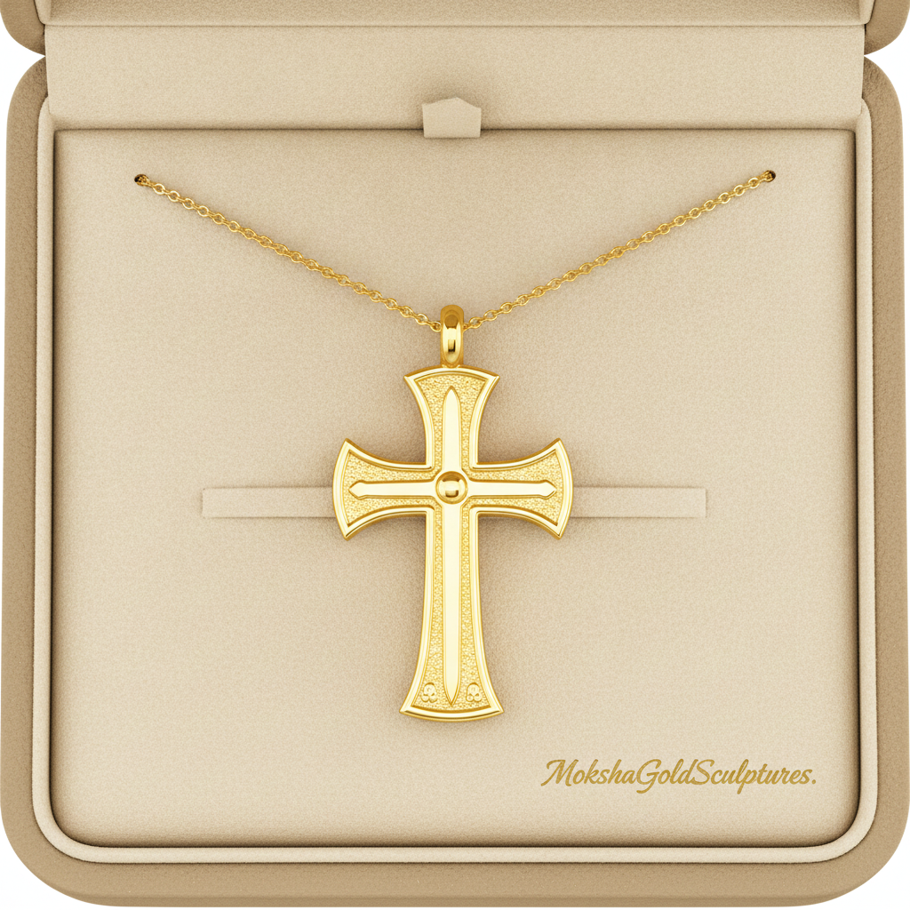 18K Gold Cross Pendant Necklace | Medieval Christian Cross | Faith Necklace | Religious Jewelry | Sacred Cross Pendant | Christian Gift