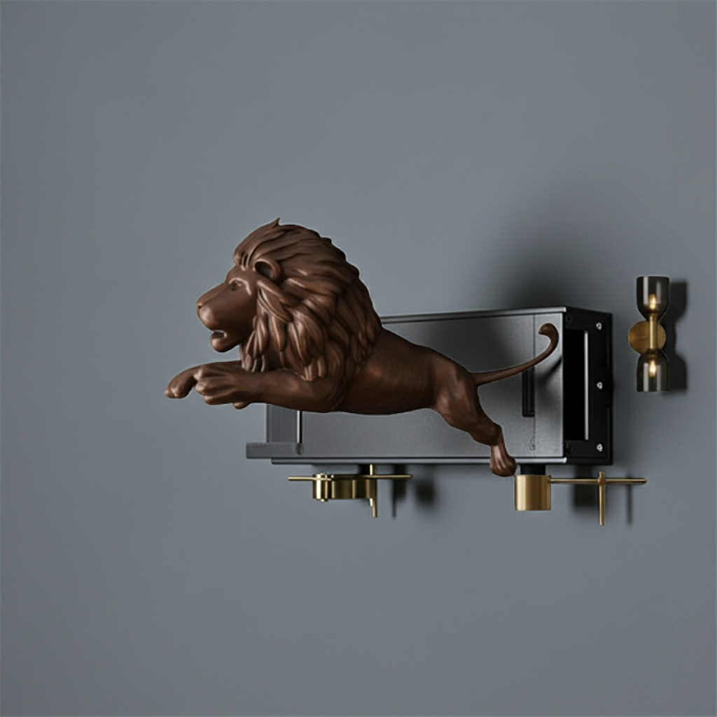 Lion Wall Sculpture 250mm | 3D Printed PLA Wall Art | Luxury Lion Decor | Modern Animal Wall Mount | Office & Living Room Statement Piece