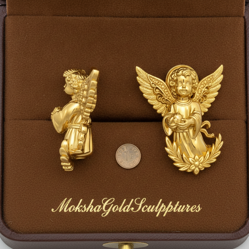 Angel Cherub Stud Earrings | 9K Gold, Sterling Silver or Brass | Handmade Angel Jewelry | Cherub Earrings | Artisan Religious Jewelry | Gift for Her
