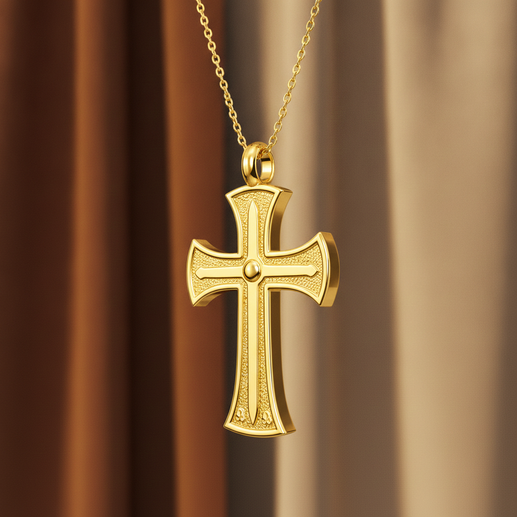 18K Gold Cross Pendant Necklace | Medieval Christian Cross | Faith Necklace | Religious Jewelry | Sacred Cross Pendant | Christian Gift
