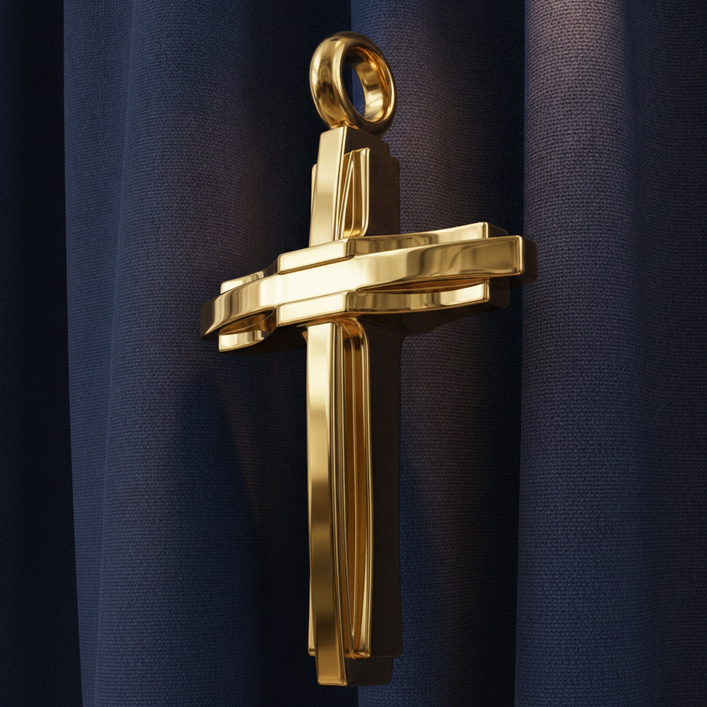 Modern Christian Cross Pendant Necklace | 18K Gold & Sterling Silver | Faith Jewellery Gift