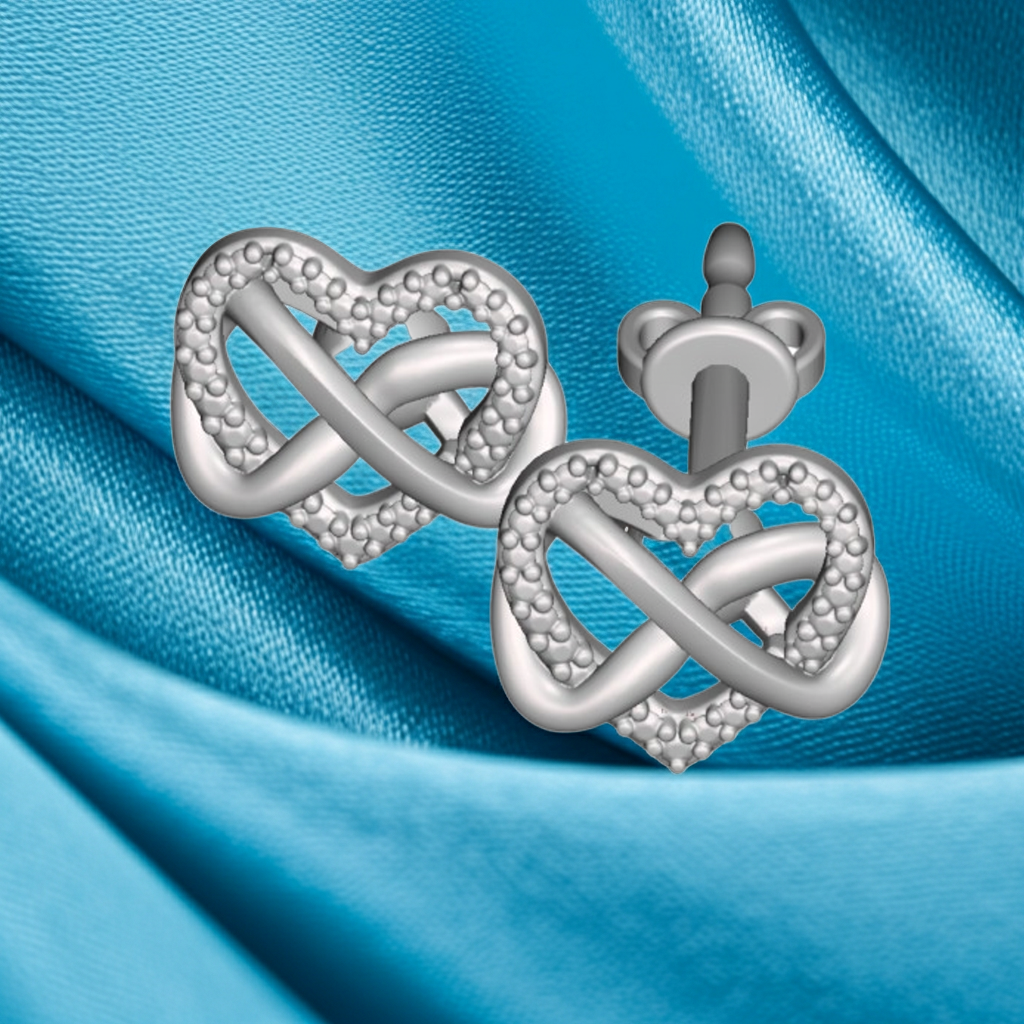 Intertwined Heart Stud Earrings | 20mm Heart Earrings in Silver or Polished Brass | Lightweight Modern Love Knot Studs